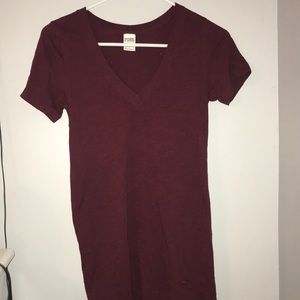 PINK burgundy V Neck